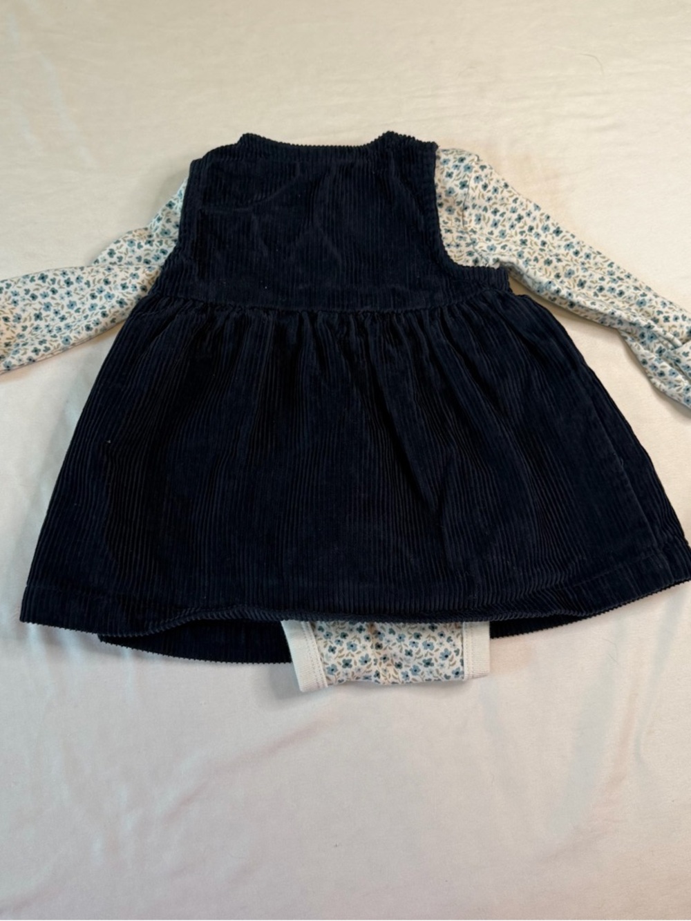 Carter's Navy Corduroy Dress with Blue Floral Onesie - Picture 2 of 4